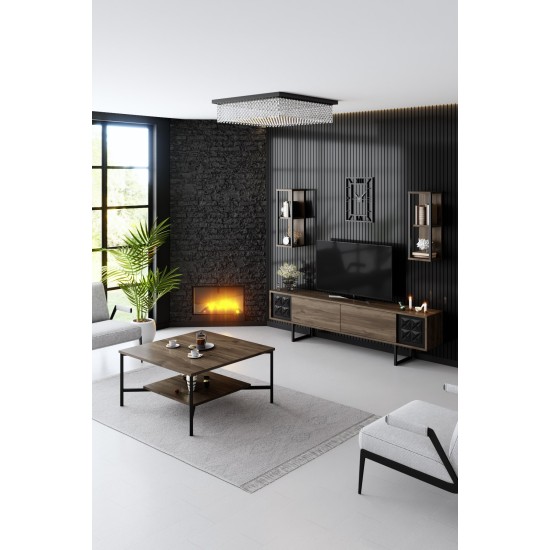 TV Unit Black Line - Walnut, Black Walnut
Black