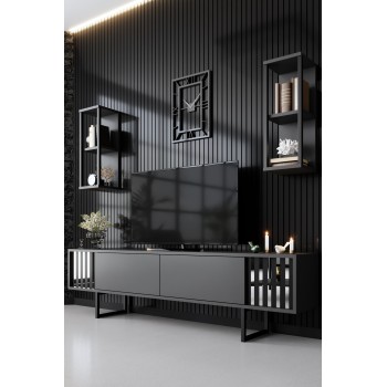 TV Unit Chrome Line - Anthracite, Black Anthracite
Black