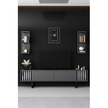 TV Unit Chrome Line - Anthracite, Black Anthracite
Black