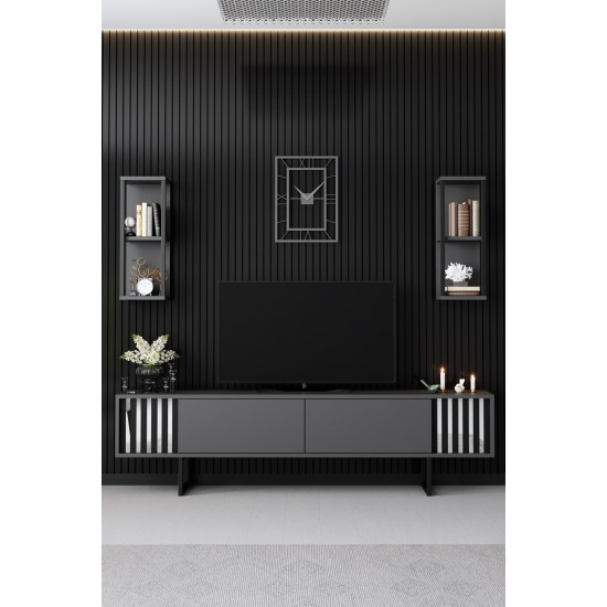TV Unit Chrome Line - Anthracite, Black Anthracite
Black Hanah Home TV Unit Chrome Line - Anthracite, Black Anthracite
Black