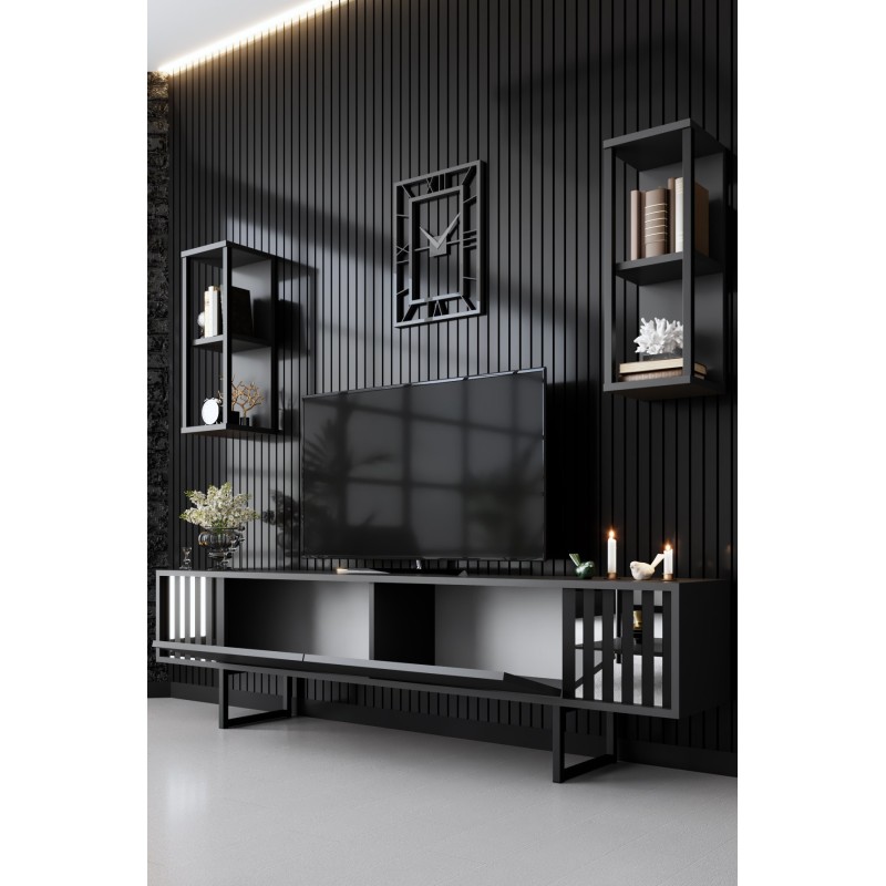Hanah Home TV Unit Chrome Line - Anthracite, Black Anthracite
Black