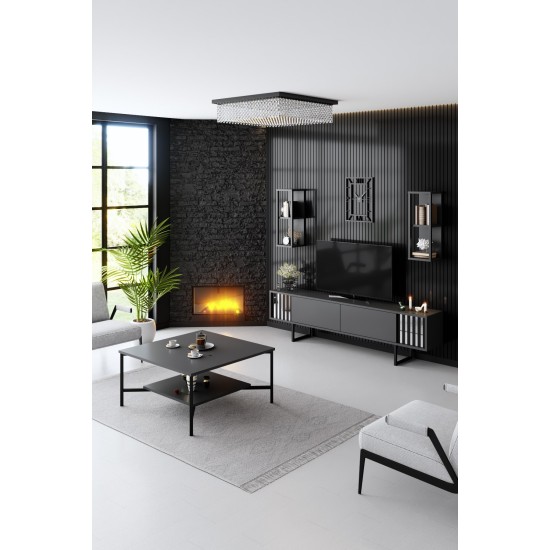 TV Unit Chrome Line - Anthracite, Black Anthracite
Black Hanah Home TV Unit Chrome Line - Anthracite, Black Anthracite
Black