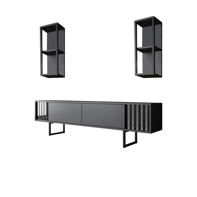 Hanah Home TV Unit Chrome Line - Anthracite, Black Anthracite
Black