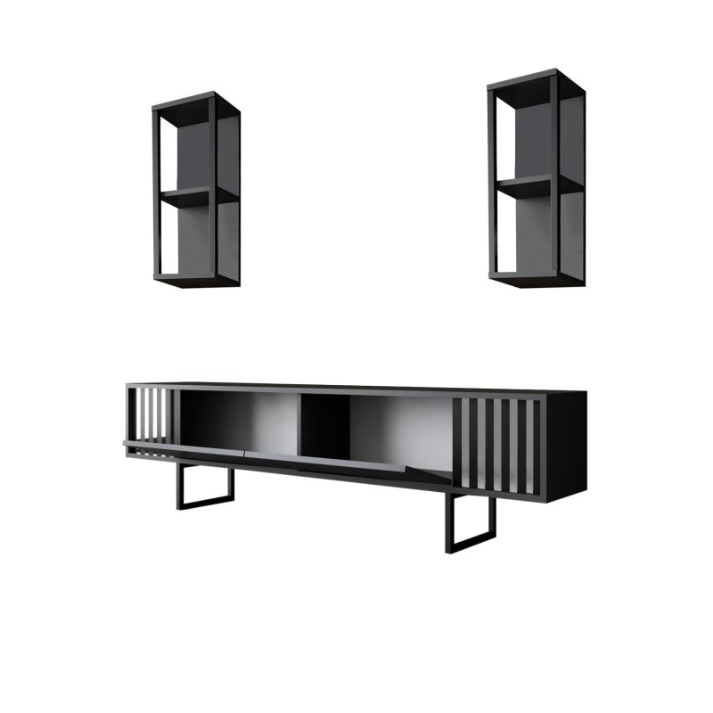 Hanah Home TV Unit Chrome Line - Anthracite, Black Anthracite
Black