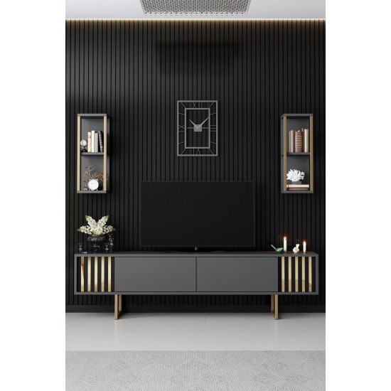 TV Unit Gold Line - Anthracite, Black Anthracite
Black Hanah Home TV Unit Gold Line - Anthracite, Black Anthracite
Black