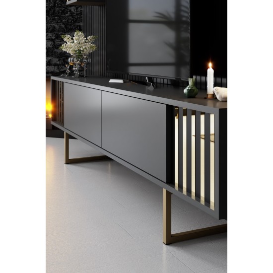 TV Unit Gold Line - Anthracite, Black Anthracite
Black Hanah Home TV Unit Gold Line - Anthracite, Black Anthracite
Black