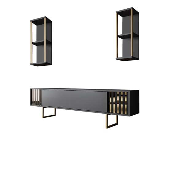 TV Unit Gold Line - Anthracite, Black Anthracite
Black Hanah Home TV Unit Gold Line - Anthracite, Black Anthracite
Black