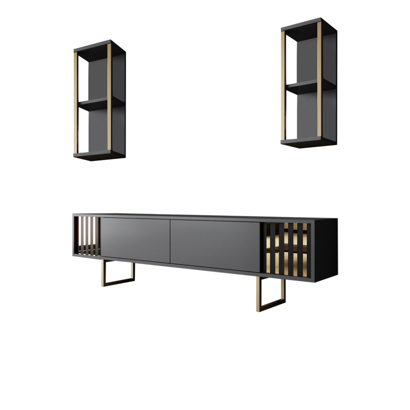 Hanah Home TV Unit Gold Line - Anthracite, Black Anthracite
Black