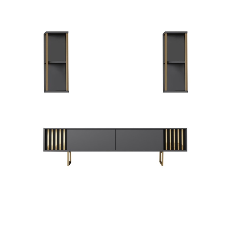 Hanah Home TV Unit Gold Line - Anthracite, Black Anthracite
Black