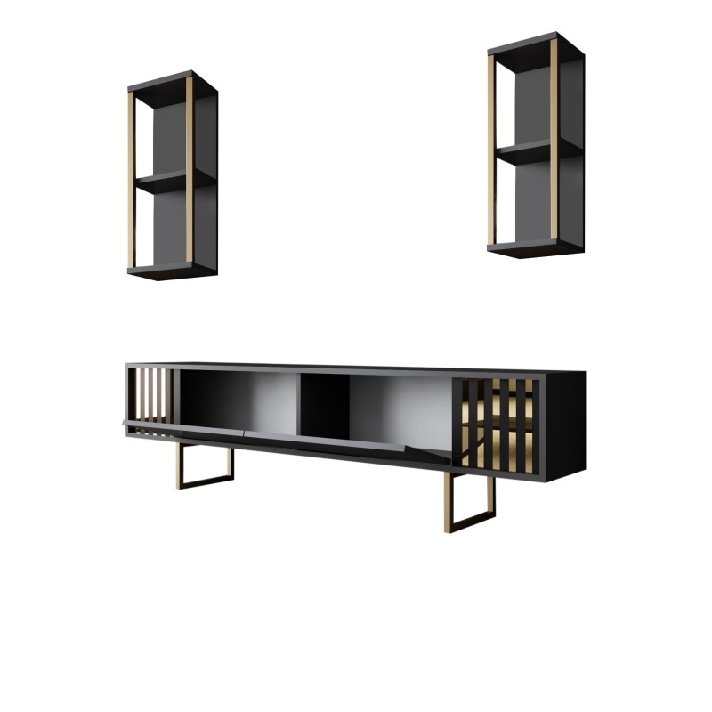 Hanah Home TV Unit Gold Line - Anthracite, Black Anthracite
Black