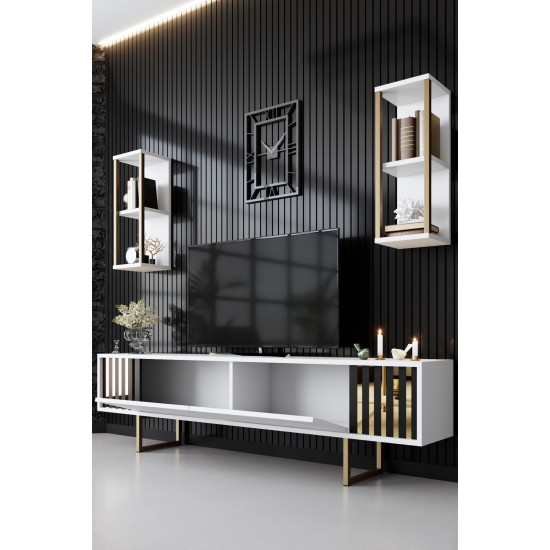 Hanah Home TV Unit Gold Line - White, Black White
Black