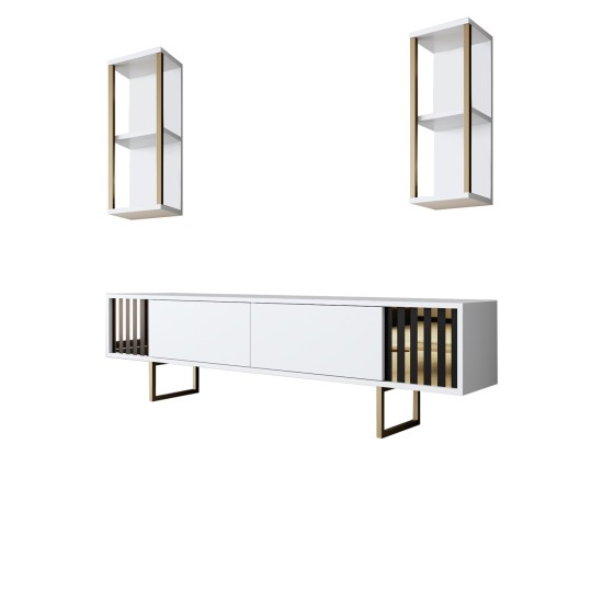 Hanah Home TV Unit Gold Line - White, Black White
Black