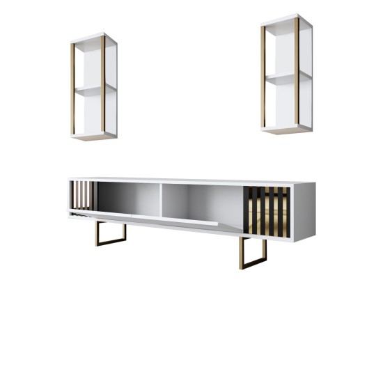 Hanah Home TV Unit Gold Line - White, Black White
Black