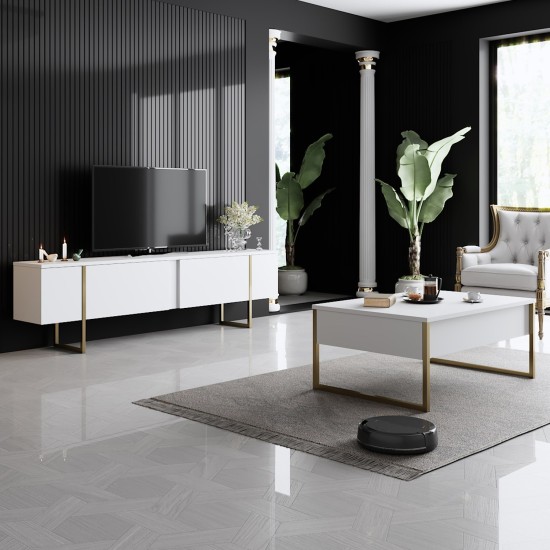 Σύνθεση Σαλονιού 2τμχ - Luxe Set - Χρώμα Λευκό, Χρυσό Σύνθεση Σαλονιού 2τμχ - Luxe Set - Χρώμα Λευκό, Χρυσό