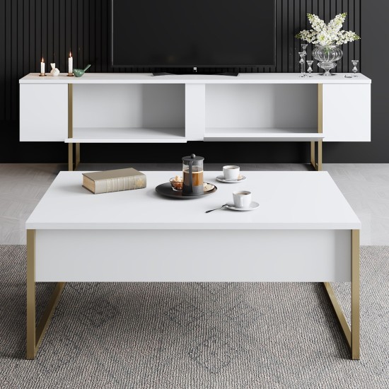 Σύνθεση Σαλονιού 2τμχ - Luxe Set - Χρώμα Λευκό, Χρυσό Σύνθεση Σαλονιού 2τμχ - Luxe Set - Χρώμα Λευκό, Χρυσό