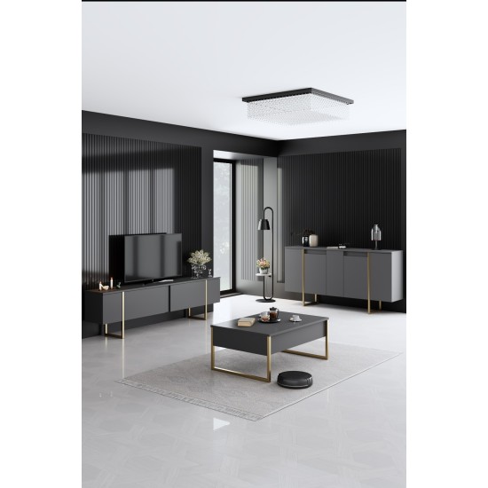 Μπουφές Luxe 160x80x35 - Ανθρακί Χρυσό Μπουφές Luxe 160x80x35 - Ανθρακί Χρυσό