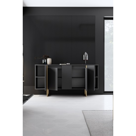 Μπουφές Luxe 160x80x35 - Ανθρακί Χρυσό Μπουφές Luxe 160x80x35 - Ανθρακί Χρυσό