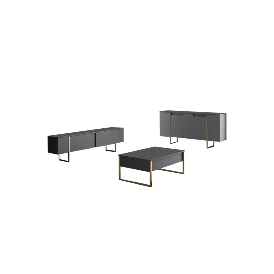 Μπουφές Luxe 160x80x35 - Ανθρακί Χρυσό Μπουφές Luxe 160x80x35 - Ανθρακί Χρυσό