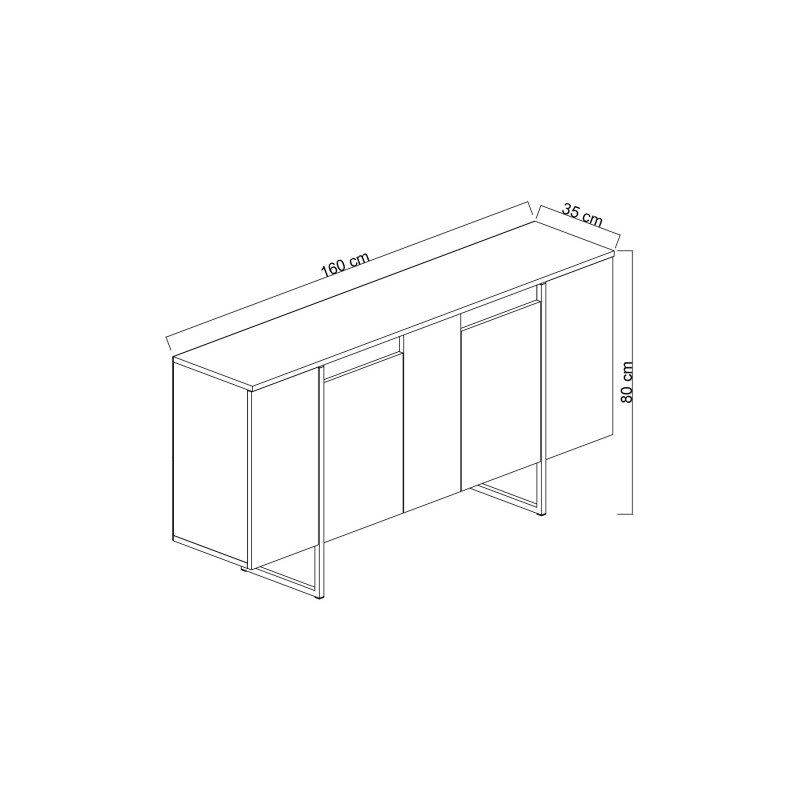 Μπουφές Luxe 160x80x35cm - Καρυδί Χρυσό