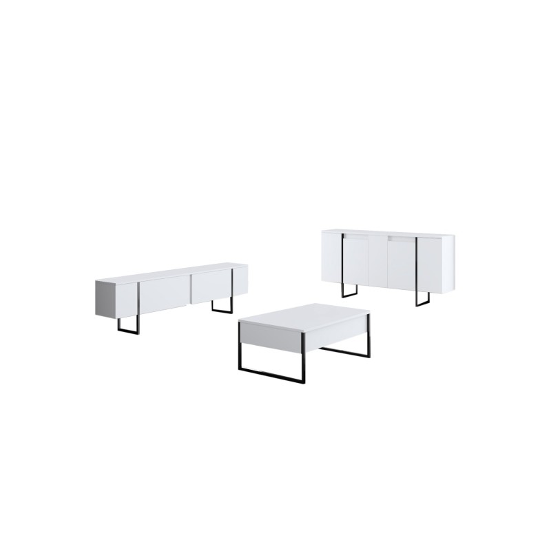 Σύνθεση Σαλονιού Luxe - Χρώμα Λευκό Μαύρο - 160x80x35εκ