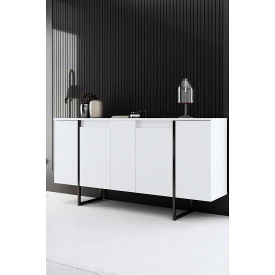 Σύνθεση Σαλονιού Luxe - Χρώμα Λευκό Μαύρο - 160x80x35εκ