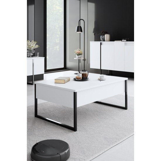 Σύνθεση Σαλονιού Luxe - Χρώμα Λευκό Μαύρο - 160x80x35εκ