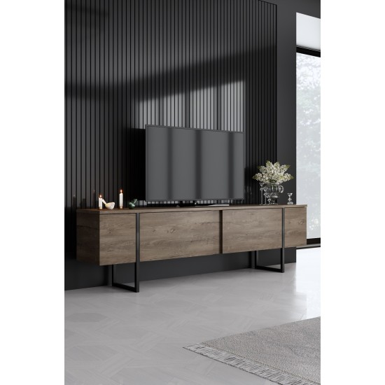 Σύνθεση Σαλονιού Luxe - Χρώμα Καρυδί Μαύρο - 160x80x35εκ
