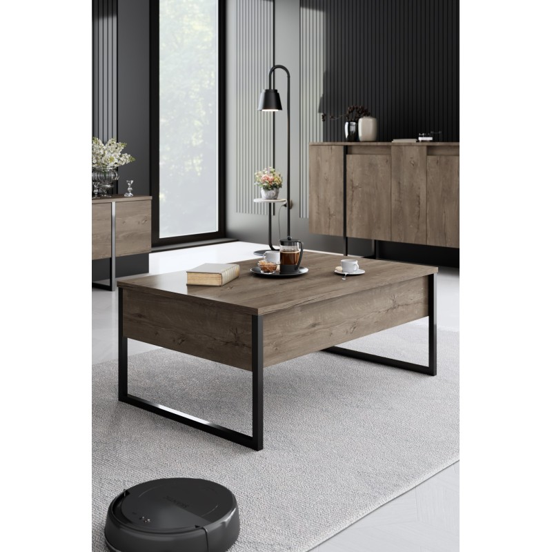 Σύνθεση Σαλονιού Luxe - Χρώμα Καρυδί Μαύρο - 160x80x35εκ