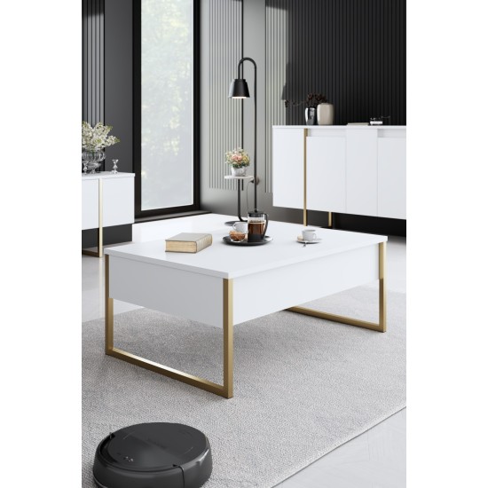 Σύνθεση Σαλονιού Luxe - Χρώμα Λευκό Χρυσό - 160x80x35εκ