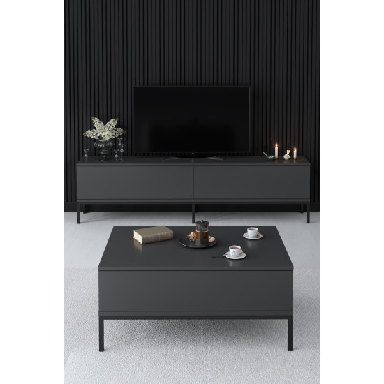 Έπιπλο Τηλεόρασης Lord - Χρώμα Ανθρακί Μαύρο -180x30x47εκ Έπιπλο Τηλεόρασης Lord - Χρώμα Ανθρακί Μαύρο -180x30x47εκ