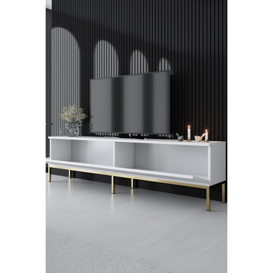 Έπιπλο Τηλεόρασης  Lord - Χρώμα Λευκό Χρυσό -180x30x47εκ