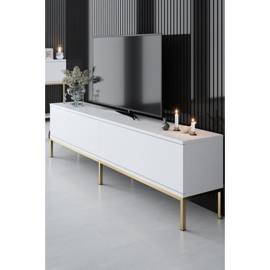Έπιπλο Τηλεόρασης  Lord - Χρώμα Λευκό Χρυσό -180x30x47εκ
