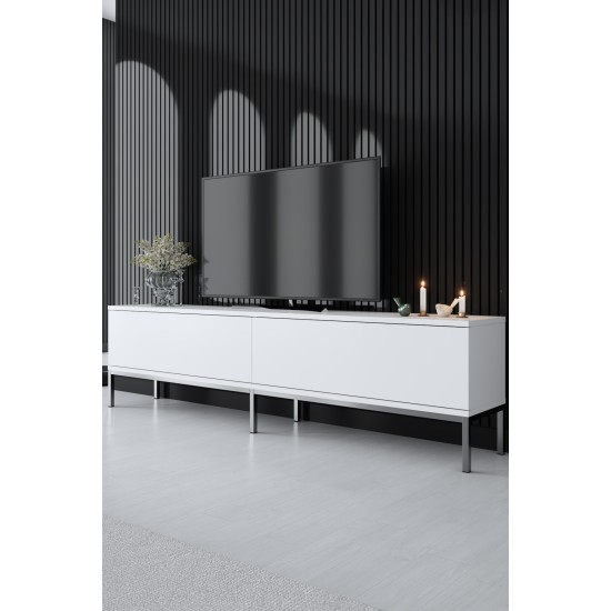 Έπιπλο Τηλεόρασης  Lord - Χρώμα Λευκό Ασημί -180x30x47εκ