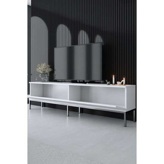 Έπιπλο Τηλεόρασης  Lord - Χρώμα Λευκό Ασημί -180x30x47εκ