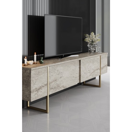Σύνθεση Σαλονιού Luxe Set - Χρυσό με Εφέ Μαρμάρου - 180x47x30εκ
