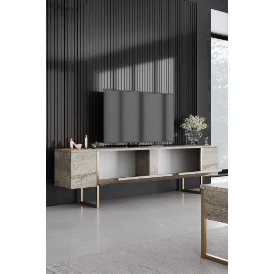 Σύνθεση Σαλονιού Luxe Set - Χρυσό με Εφέ Μαρμάρου - 180x47x30εκ