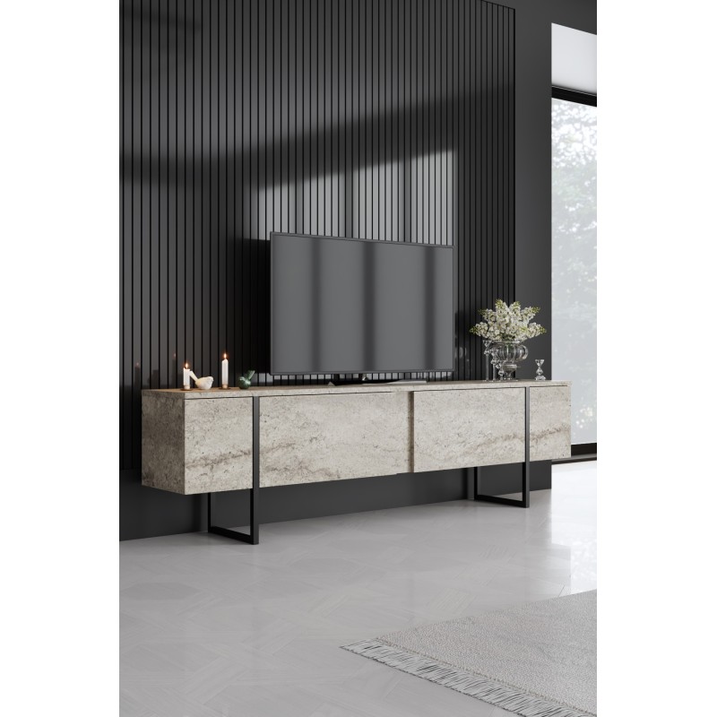 TV Stand Luxe - Travertine, Black Travertine
Black
