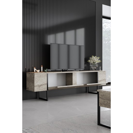 TV Stand Luxe - Travertine, Black Travertine
Black