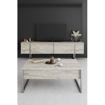 TV Stand Luxe - Travertine, Silver Travertine
Silver