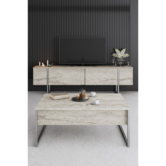 TV Stand Luxe - Travertine, Silver Travertine
Silver