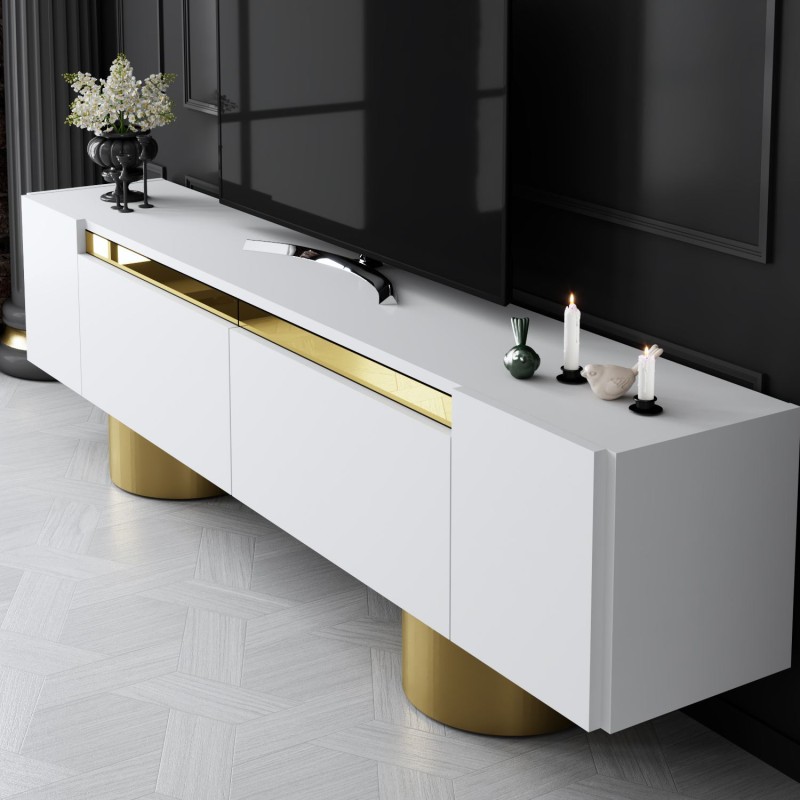 TV Stand Bohem - White, Gold White
Gold