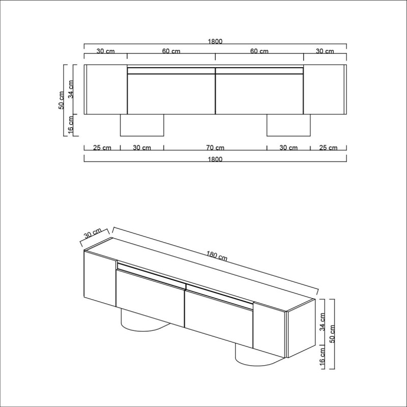 TV Stand Bohem - White, Gold White
Gold