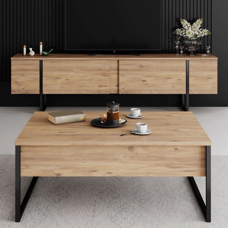 TV Stand Luxe - Atlantic Pine, Black Atlantic Pine
Black