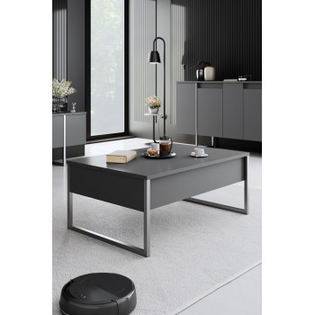 Τραπέζι Σαλονιού - Luxe - Χρώμα Ανθρακί Silver 90x60x40εκ