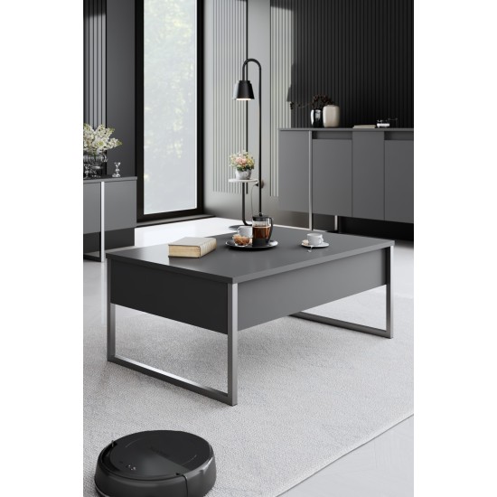 Τραπέζι Σαλονιού - Luxe - Χρώμα Ανθρακί Silver 90x60x40εκ Τραπέζι Σαλονιού - Luxe - Χρώμα Ανθρακί Silver 90x60x40εκ