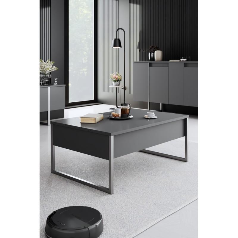 Τραπέζι Σαλονιού - Luxe - Χρώμα Ανθρακί Silver 90x60x40εκ