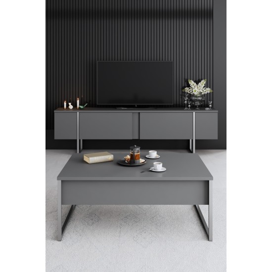 Τραπέζι Σαλονιού - Luxe - Χρώμα Ανθρακί Silver 90x60x40εκ Τραπέζι Σαλονιού - Luxe - Χρώμα Ανθρακί Silver 90x60x40εκ