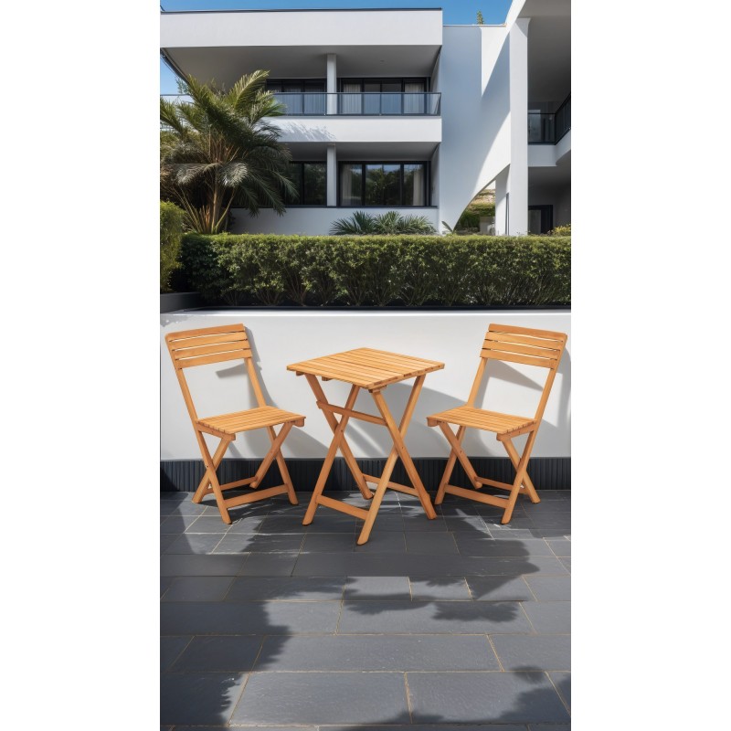 Garden Table & Chairs Set (3 Pieces) My001 Brown