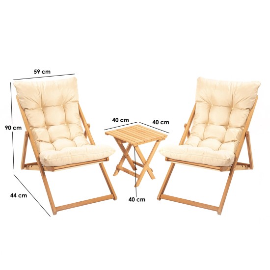 Garden Table & Chairs Set (3 Pieces) My005 Brown
Cream