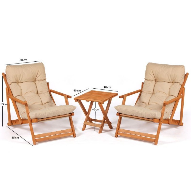 Garden Table & Chairs Set (3 Pieces) My007 Brown
Cream